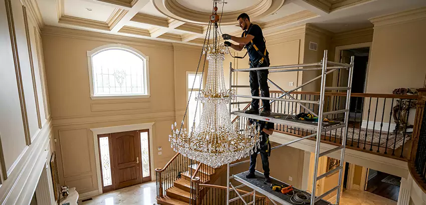 Two-Story Foyer Chandelier Installation in Cartersville